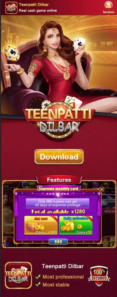 teen patti dilbar download 
Teen Patti Dilbar is a teen patti earning app that was launched today. The app is owned and operated by Teen Patti Bindaas.
